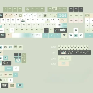 Various keycap sizes and shapes from the Literary Quest set, for layout compatibility