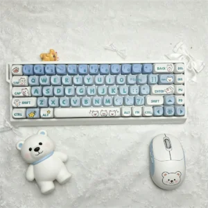 Little White Bear Keycap Set mounted on a mechanical keyboard