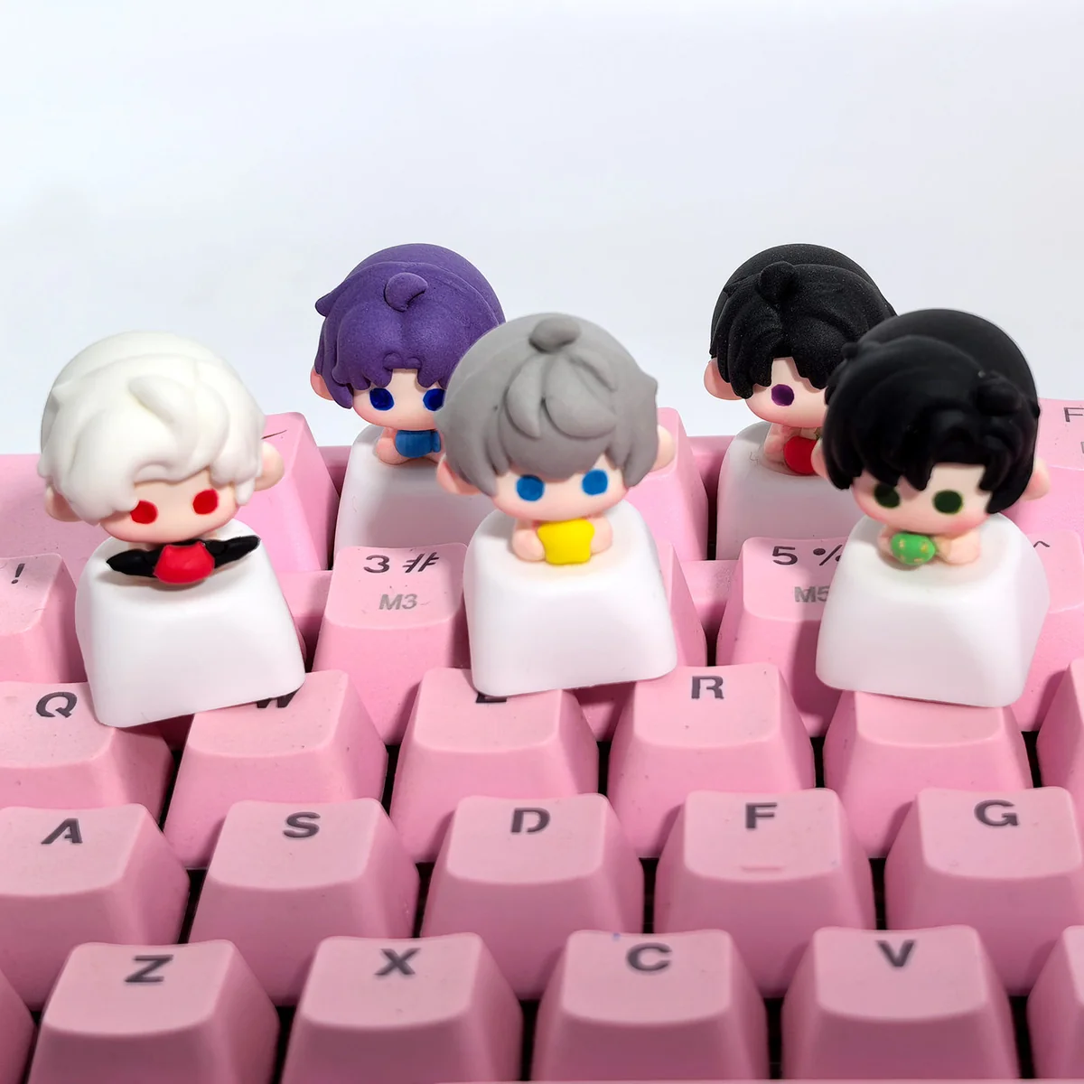 Detailed Rafayel artisan keycap from Love and Deepspace, vibrant clay sculpture