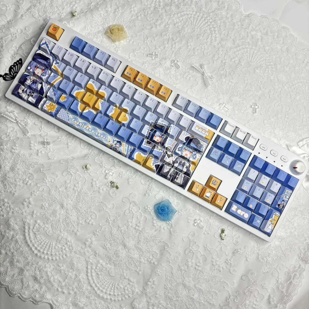 Detail view of Magical Girl Witch Trials keycap set legends and texture