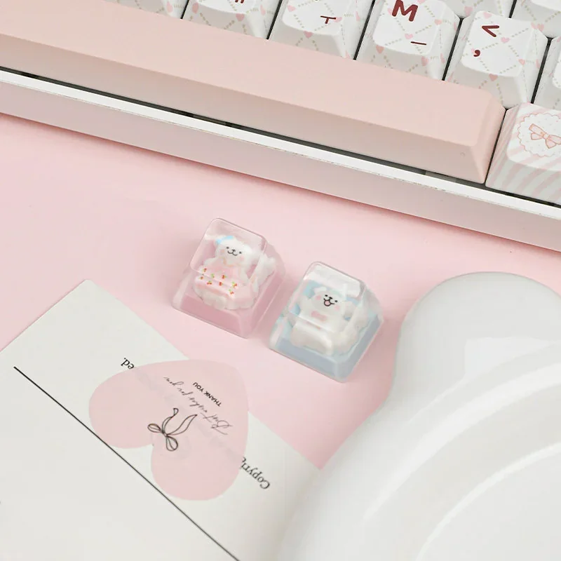 Maltese Dog Keycap Pink Dress Clear Resin product image