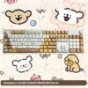 Adorable Maltese Dog PBT Keycap Set on mechanical keyboard, spa theme