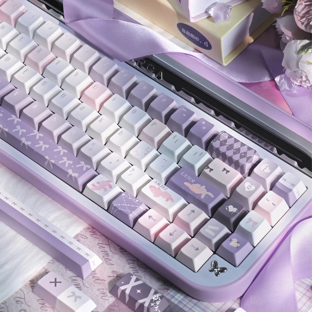 Close-up view of a Marionette Puppet keycap, highlighting intricate dye-sublimated details