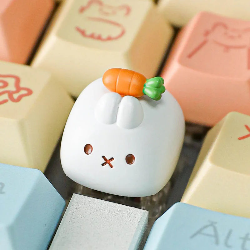 Miffy Carrot Keycap from side angle, showcasing resin quality