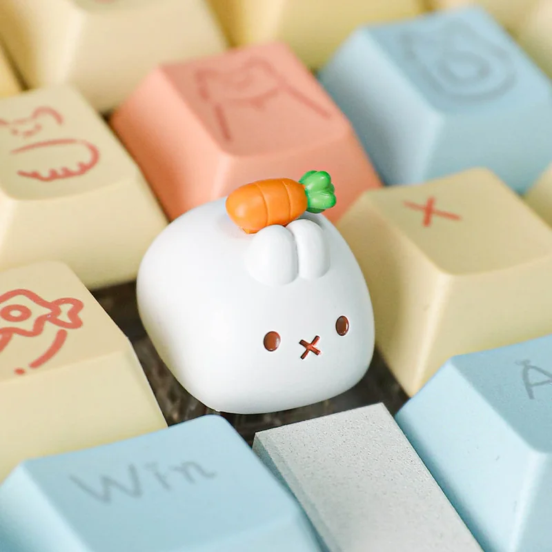 Miffy Carrot Keycap installed on an MX style switch