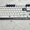 Close-up of Miffy keycaps showing side-printed shine-through legends and Cherry profile