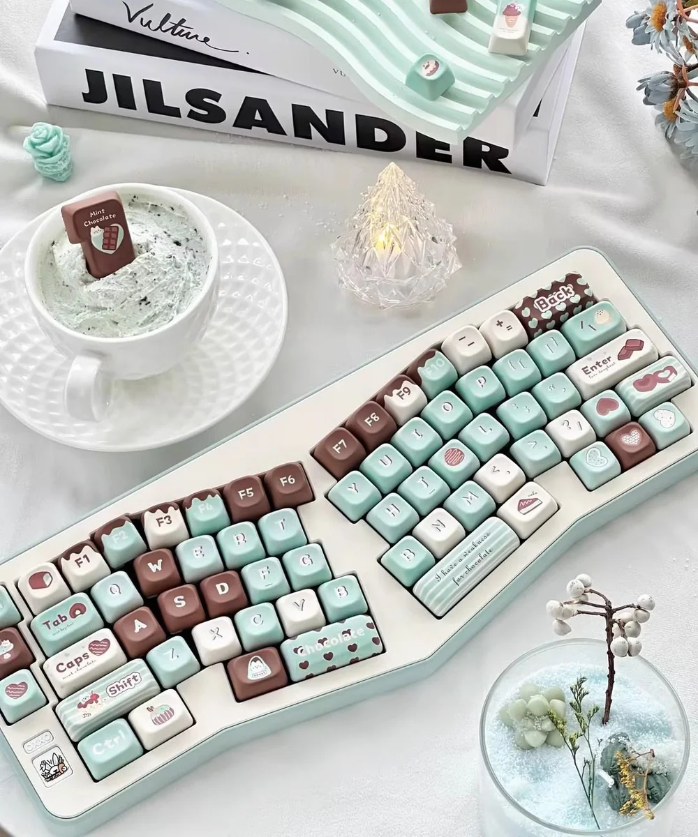 Detail of spacebar and modifier keys from the Mint Chocolate set