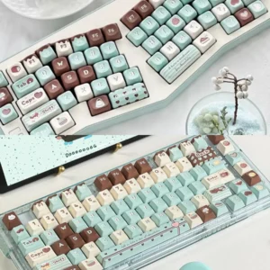 Mint Chocolate PBT Keycap Set on a mechanical keyboard