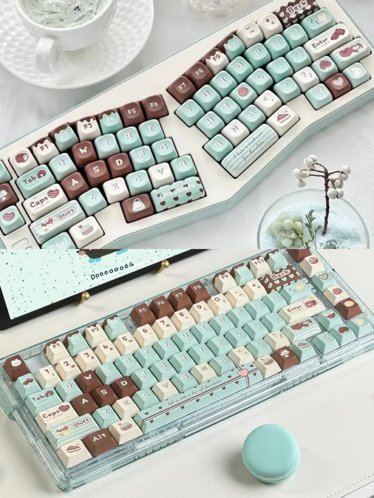 Mint Chocolate PBT Keycap Set on a mechanical keyboard