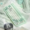 Close-up of misty translucent PBT PC keycap texture