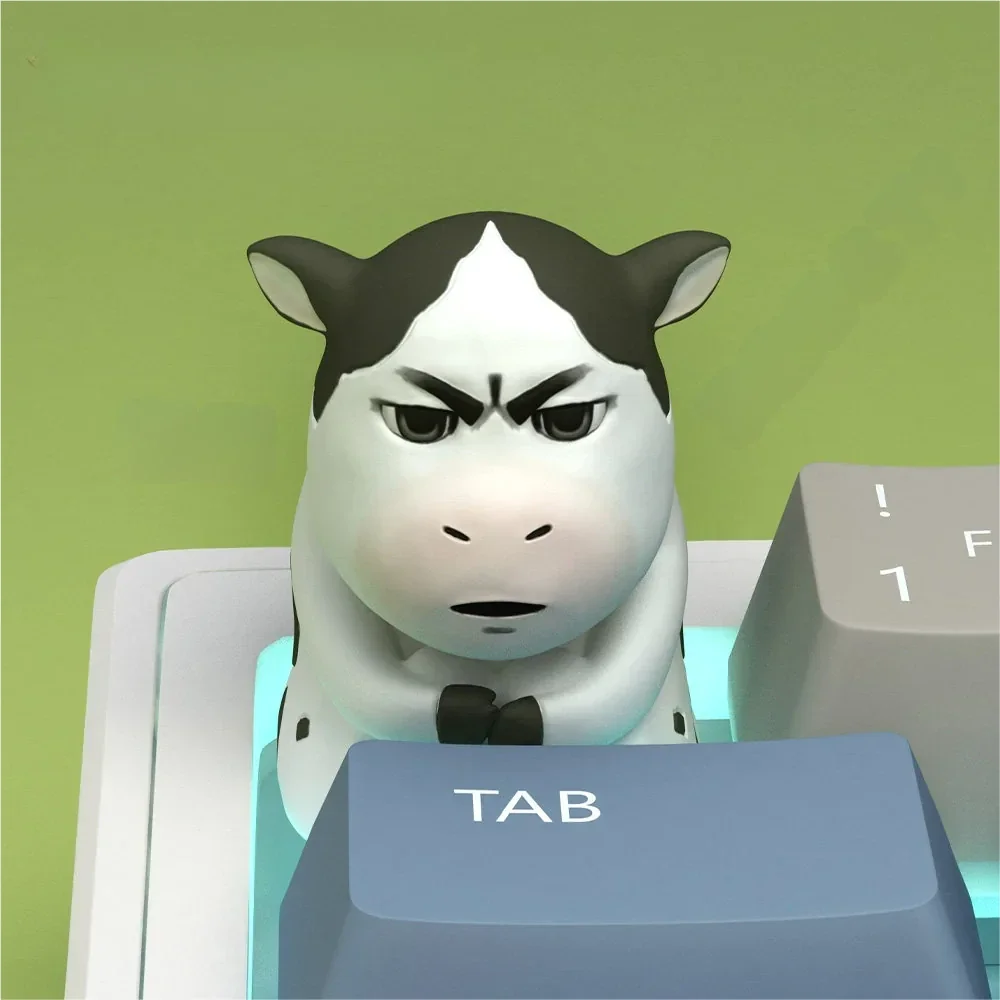 Niu Niu Cow Artisan Resin Keycap on mechanical keyboard
