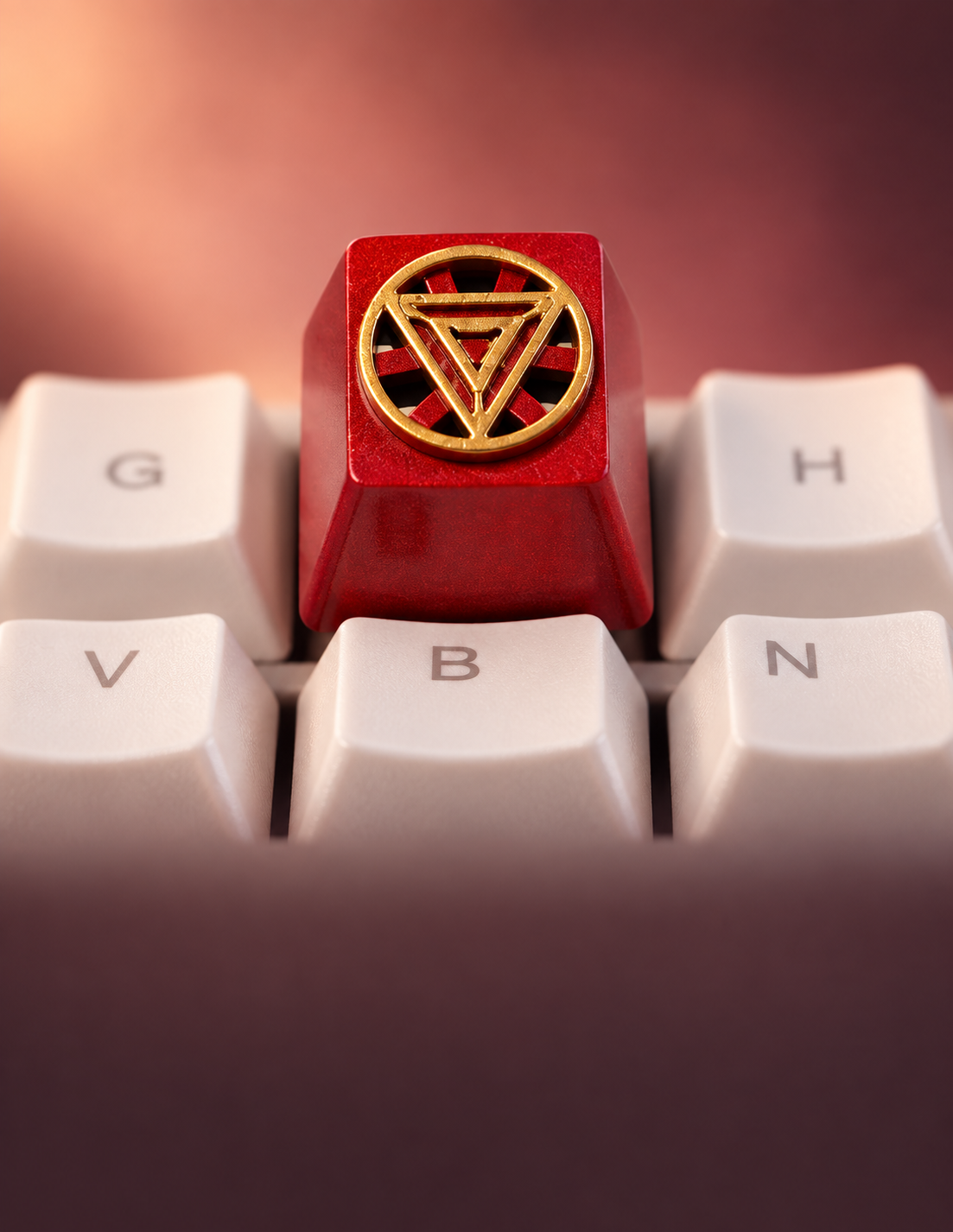 Iron Man red Arc Reactor artisan keycap