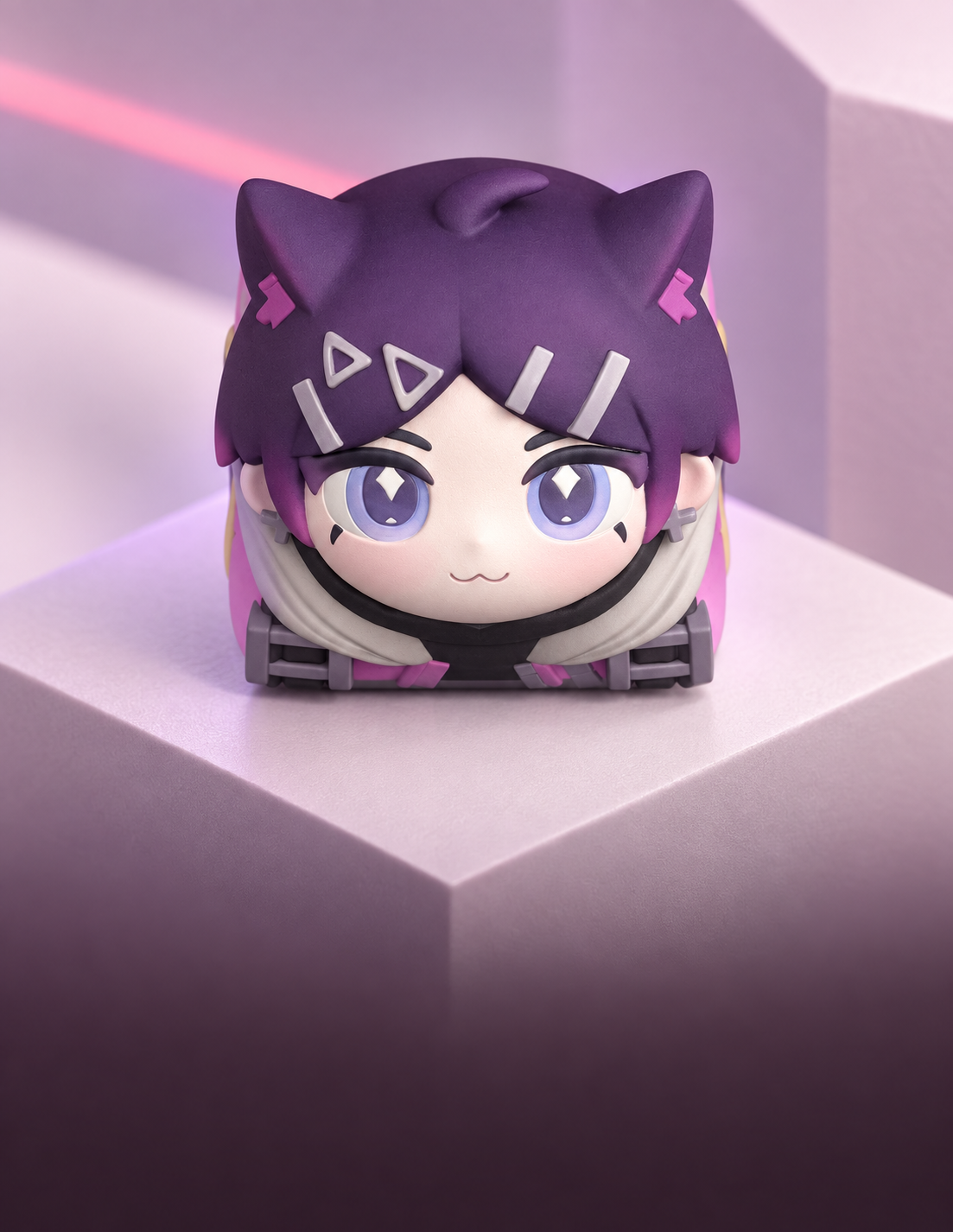 Valorant purple-haired character artisan keycap