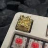 Overhead shot of the Oni Warrior keycap, emphasizing its 1u size and robust build.