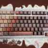 Detailed shot of individual chocolate-themed keycaps, emphasizing the smooth finish and quality of the PBT material.