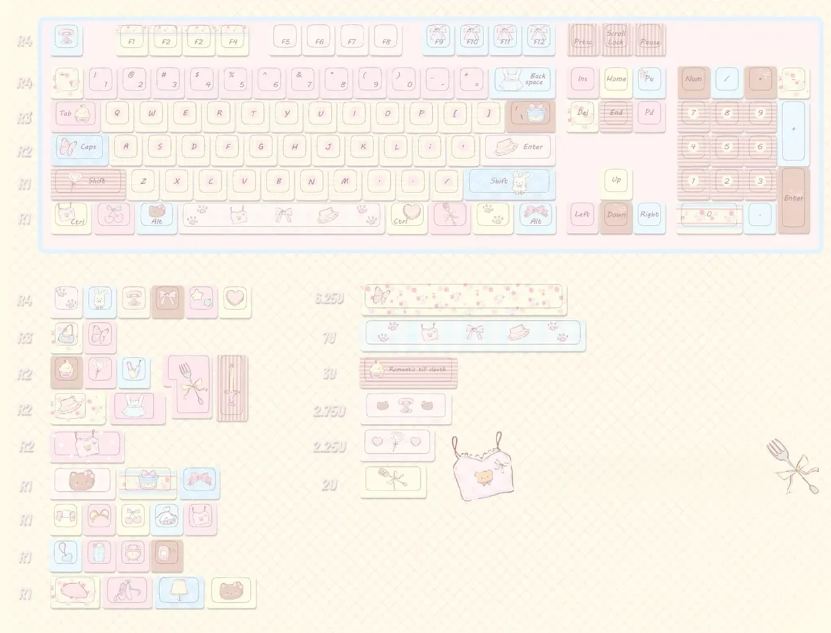 Texture and finish of PBT dye-sub keycap from Romance Until Death set.