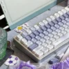 Texture detail of matte PBT keycap surface with twilight gradient
