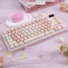 Cherry Blossom keycaps arranged aesthetically, emphasizing the serene pink and white color scheme.