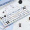 Pixel Cat Sea Salt Keycap Set on keyboard