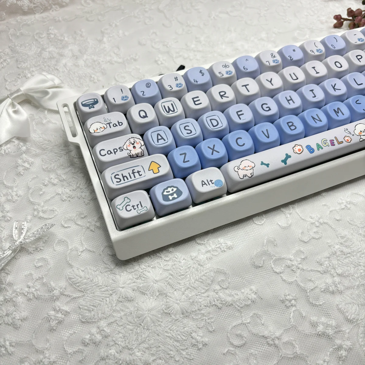 Close-up of Puppy Bagel MOA Keycap Unique Puppy Bagel design highlighting details and finish