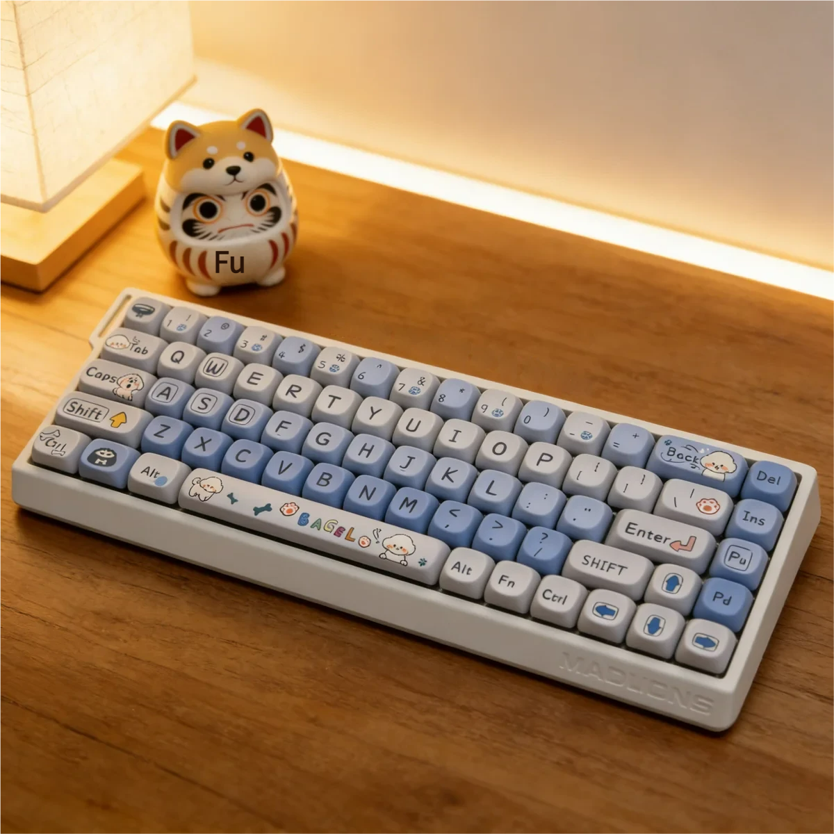 Puppy Bagel MOA Keycap Unique Puppy Bagel design installed on a mechanical keyboard setup