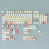 Desk setup featuring a custom keyboard with Bubbly Ramune keycaps