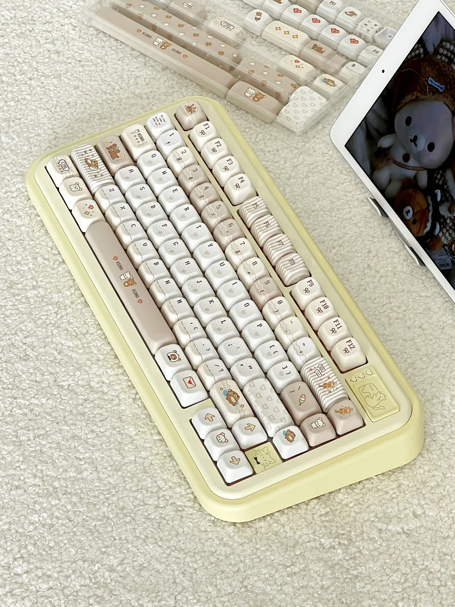 Detailed texture view of Rilakkuma and Kaoru Pixel Pixel Rilakkuma PBT design and material