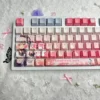 Side view of Sakuraba Ema Cherry Profile keycaps, demonstrating their ergonomic height and sculpting.