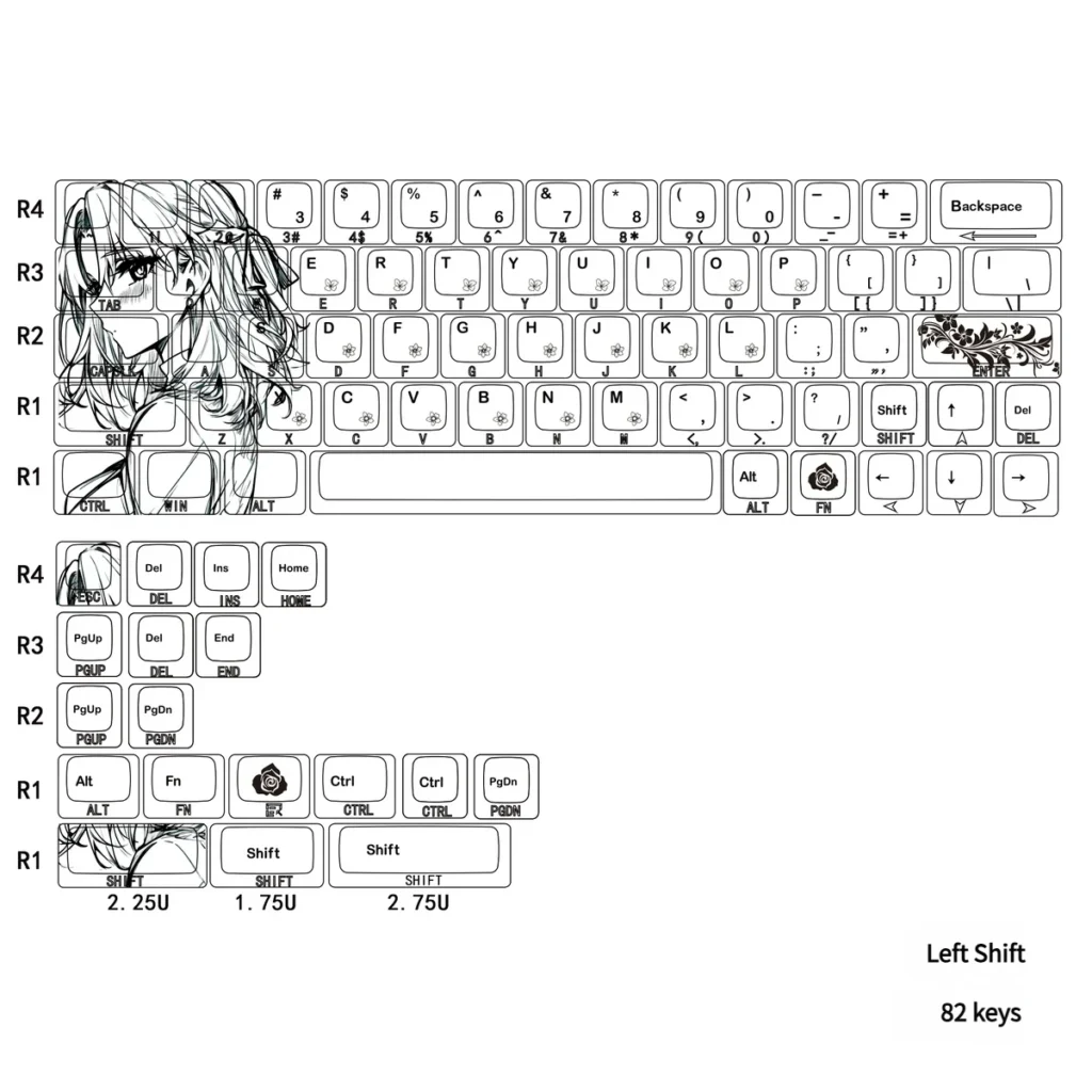 Side profile of Shirley Cherry Keycap Set Exclusive Shirley showing keycap set shape and fit