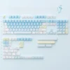 All 149 Summer Kitty PBT Dye-Sub keycaps neatly laid out, showcasing the complete set's variety and keycap profiles