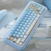 Macro shot of a Summer Kitty keycap's legend, demonstrating the crispness and fade-resistant quality of the dye-sublimation