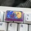 Macro shot of a titanium keycap, revealing the premium material texture and luster