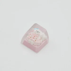 Top-down view of handcrafted Maltese Dog resin keycap