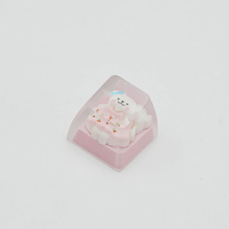 Top-down view of handcrafted Maltese Dog resin keycap