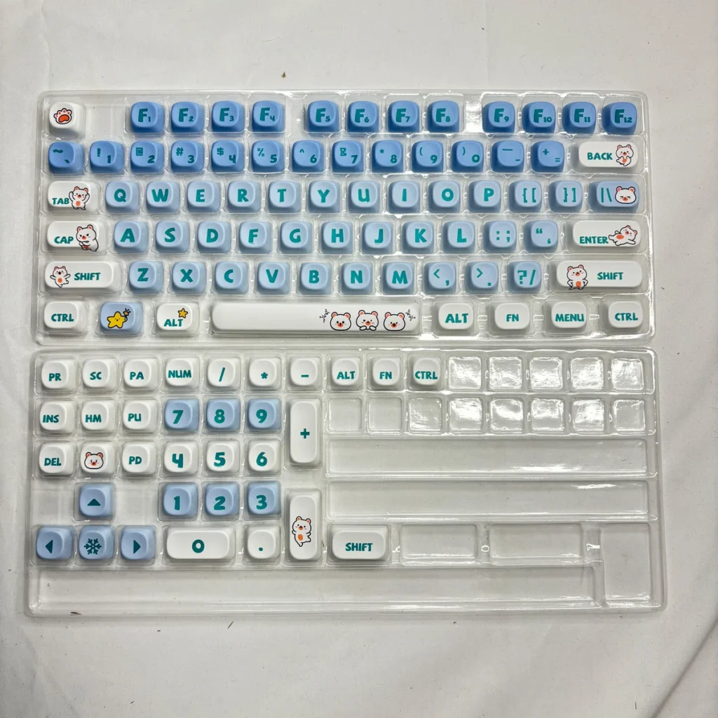 Side view of MOA profile keycaps showing uniform height