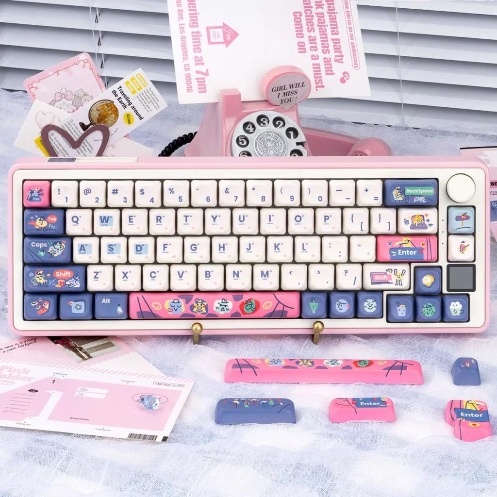 Angle view of Vibrant Dopamine Series Keycap Vibrant Dopamine showing color layering and layout presence