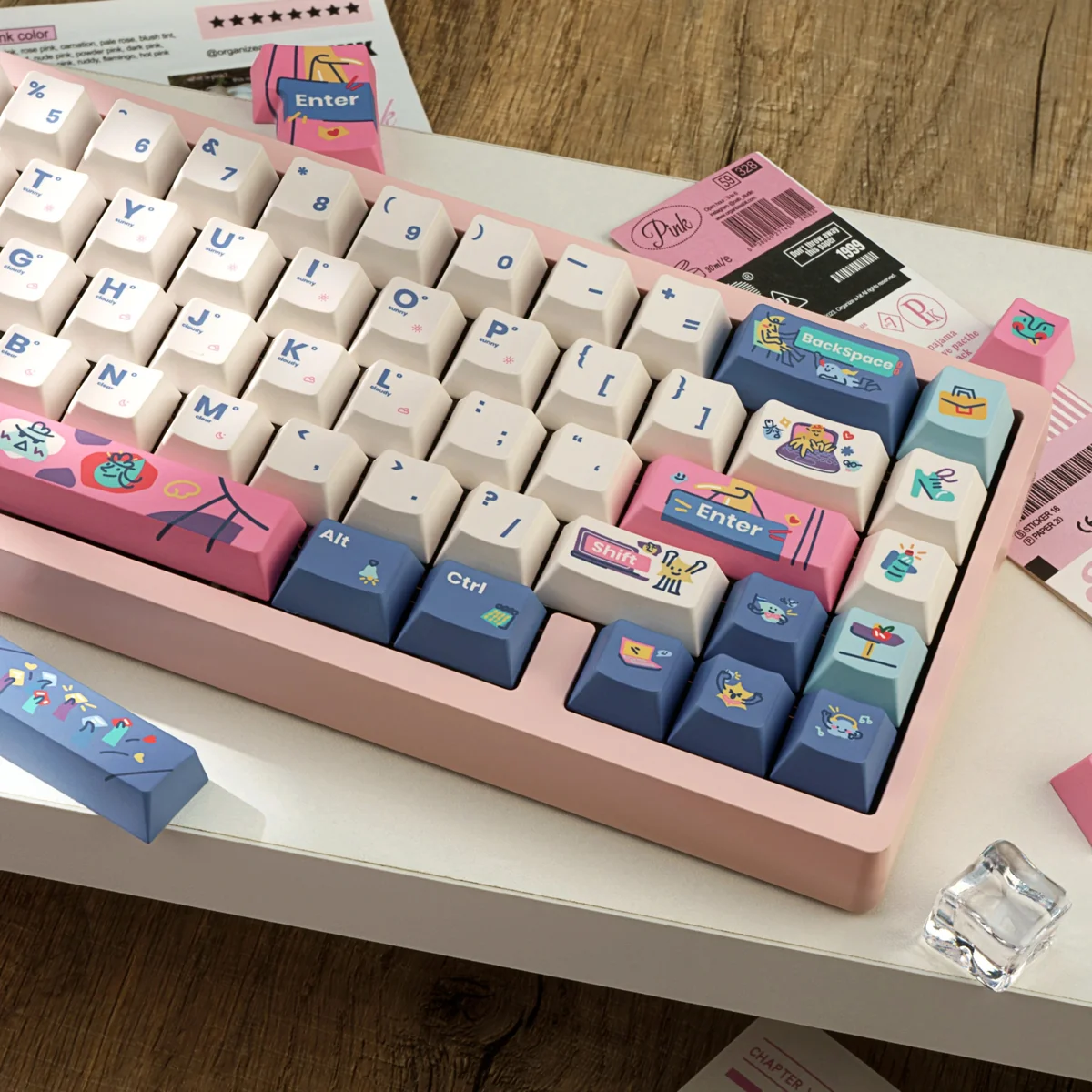 Side profile of Vibrant Dopamine Series Keycap Vibrant Dopamine showing keycap set shape and fit