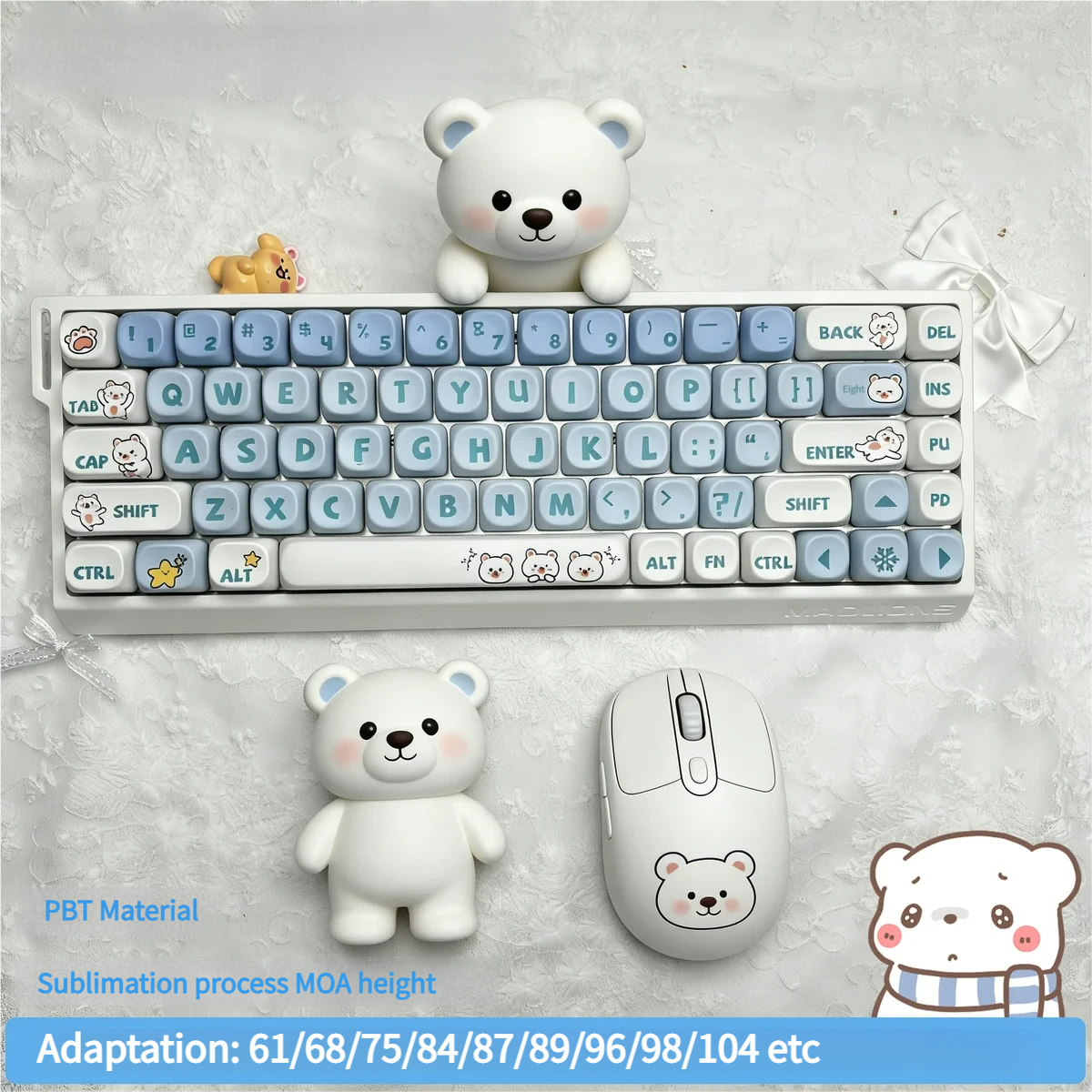 Detailed illustration of a white bear on a keycap
